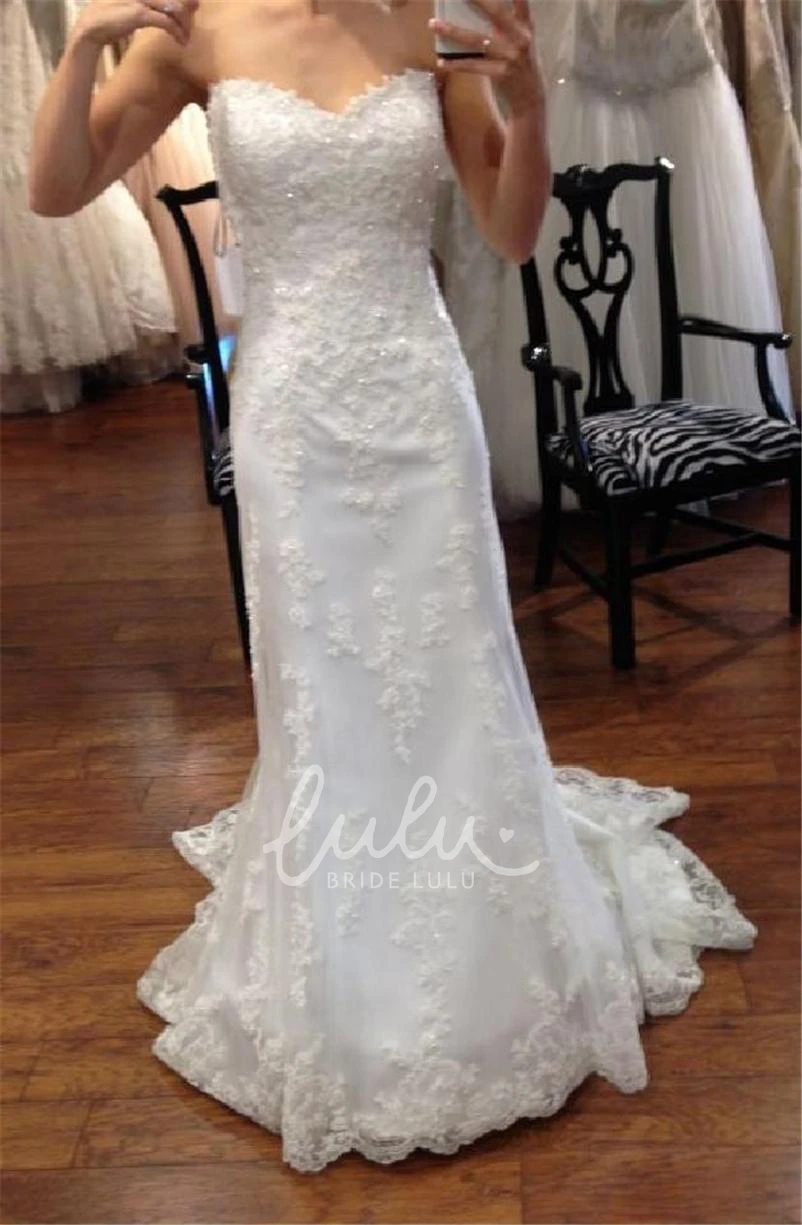 Sweetheart Lace Sheath Wedding Dress Backless Style