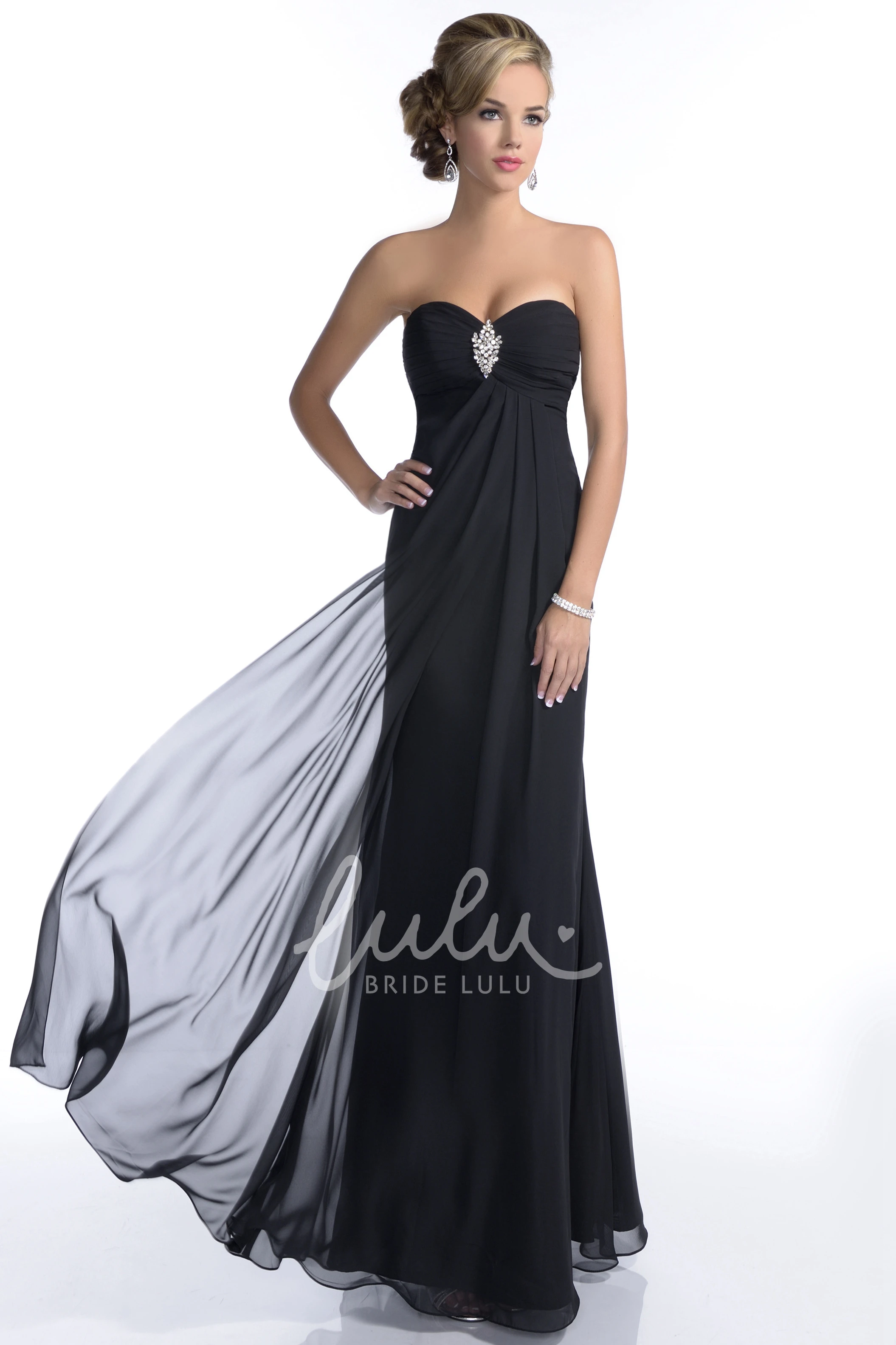 Empire Strapless A-Line Chiffon Bridesmaid Dress with Rhinestones Unique Bridesmaid Dress