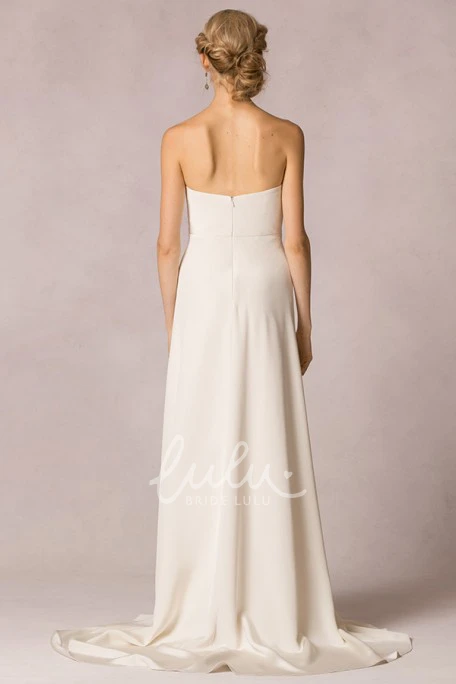 Satin Strapless Sheath Wedding Dress with Long Sleeves