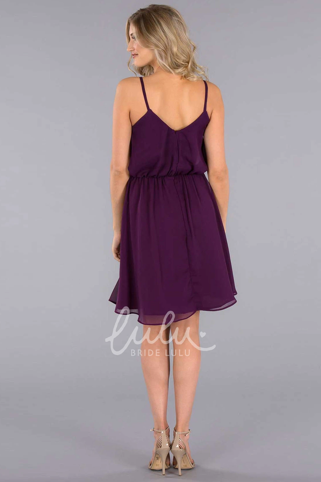 Sleeveless Chiffon Bridesmaid Dress with Low-V Back Modern Bridesmaid Dress