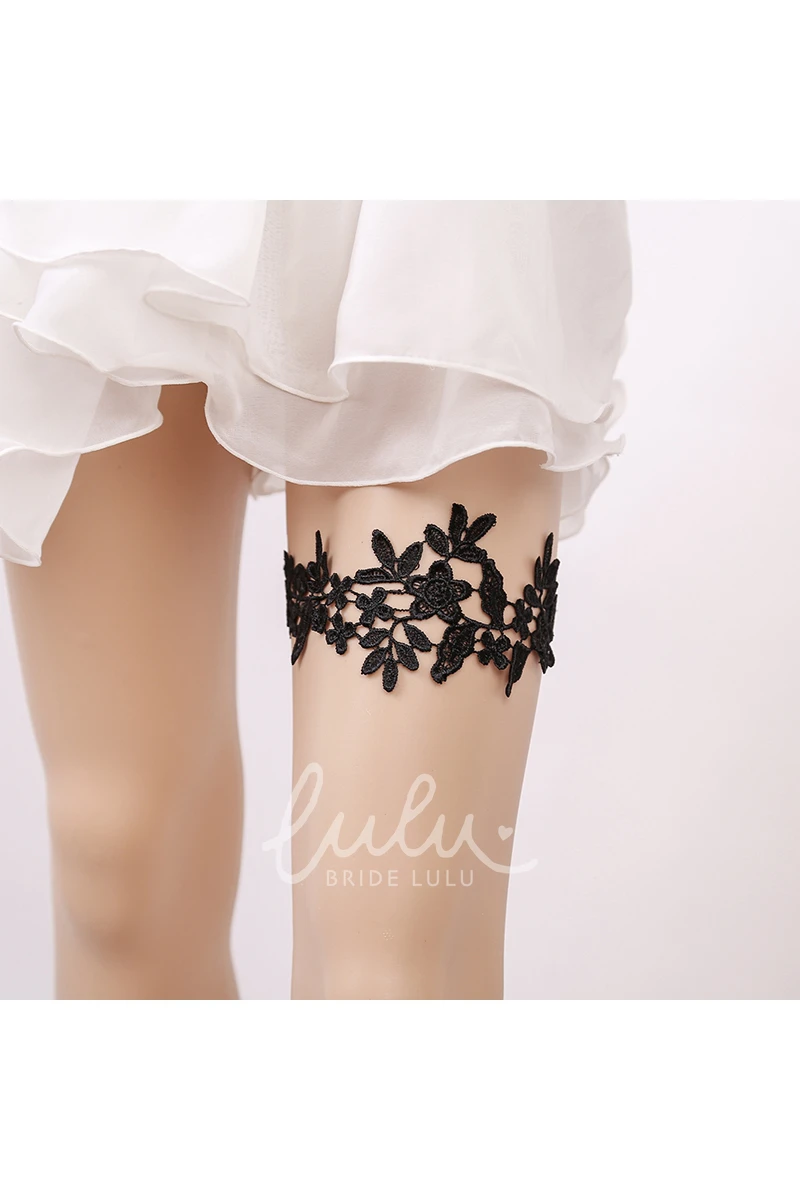 Black Lace Applique Wedding Garter Handmade Elegant 2025