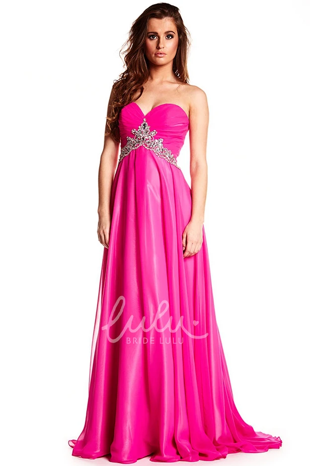 Sweetheart Chiffon Prom Dress Beaded Sleeveless Flowy Women's Formal Gown