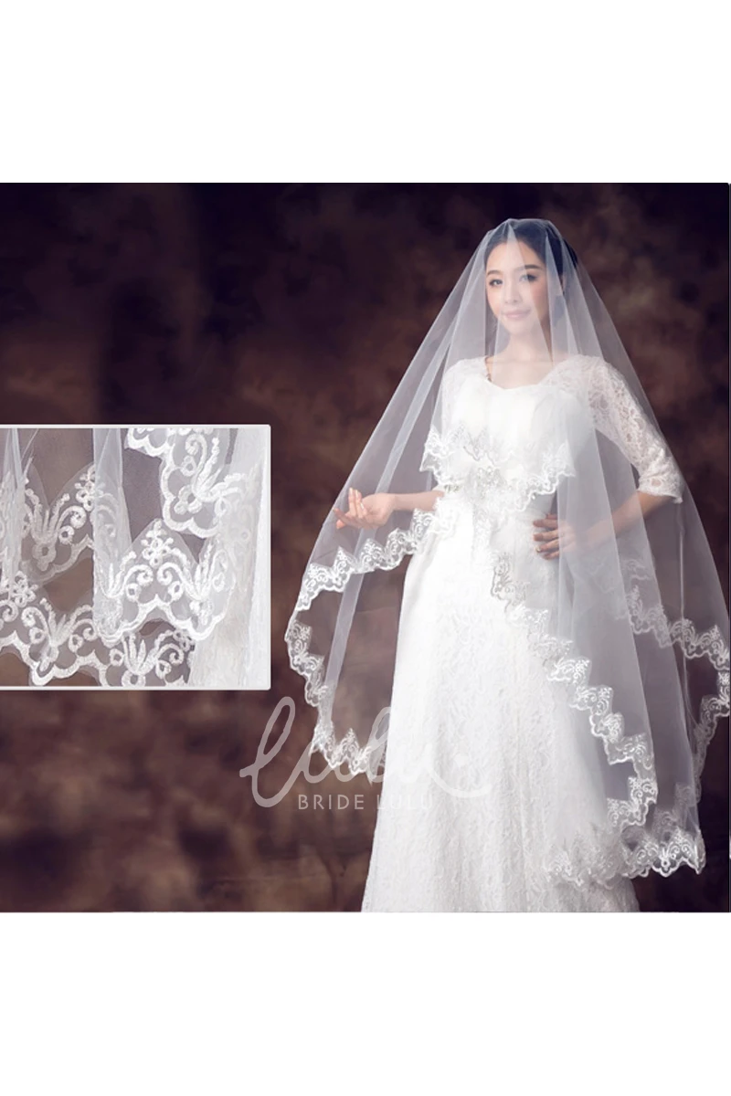 Simple Lace Applique Bridal Veil Beautiful Wedding Dress Accessory