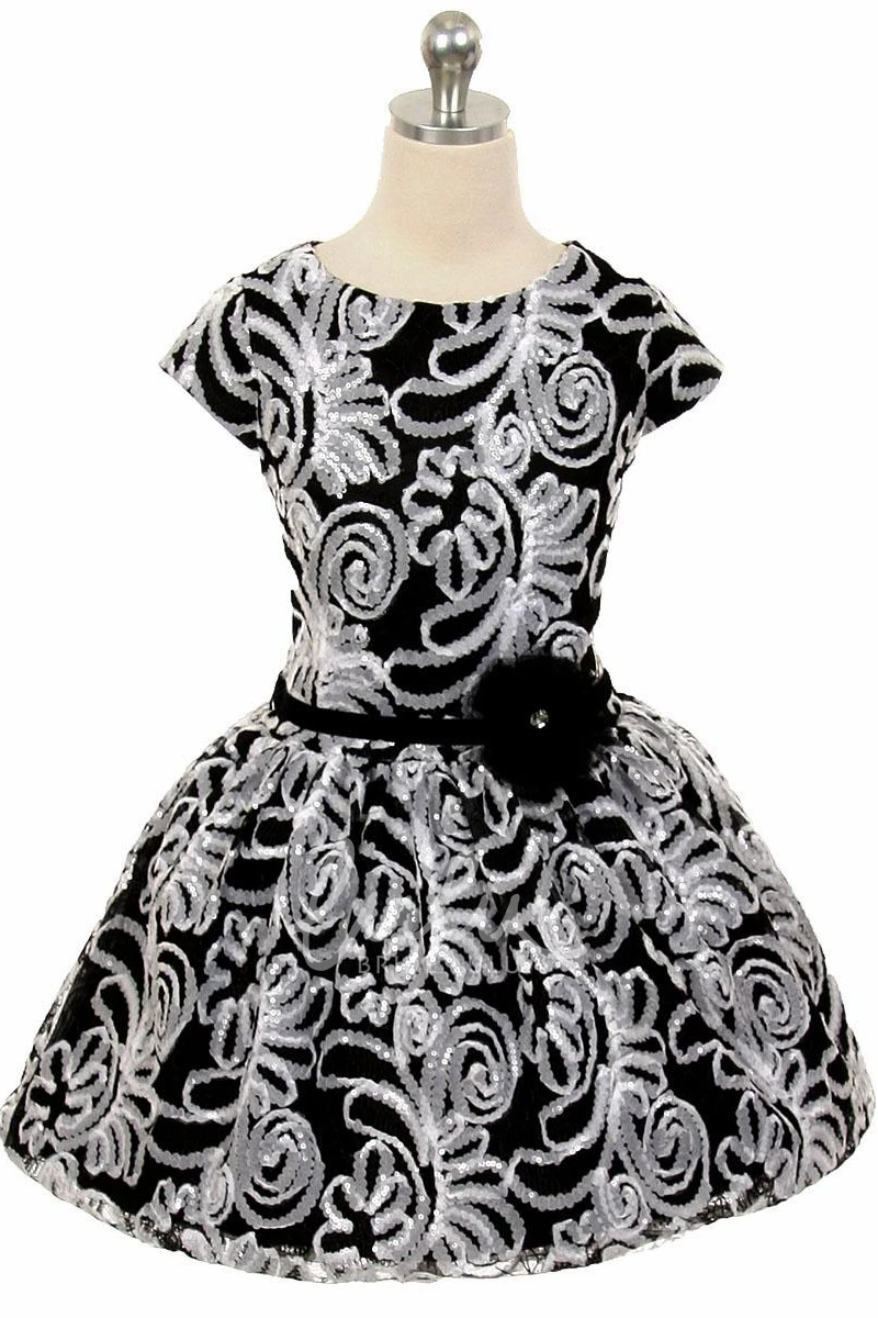 Tiered Tulle Sequin Flower Girl Dress Tea-Length Elegant 2025