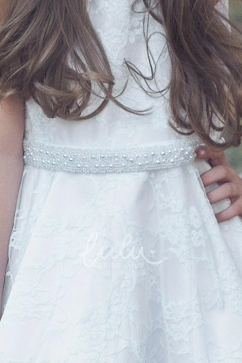 Floral Tulle and Lace Tea-Length Flower Girl Dress Unique Style