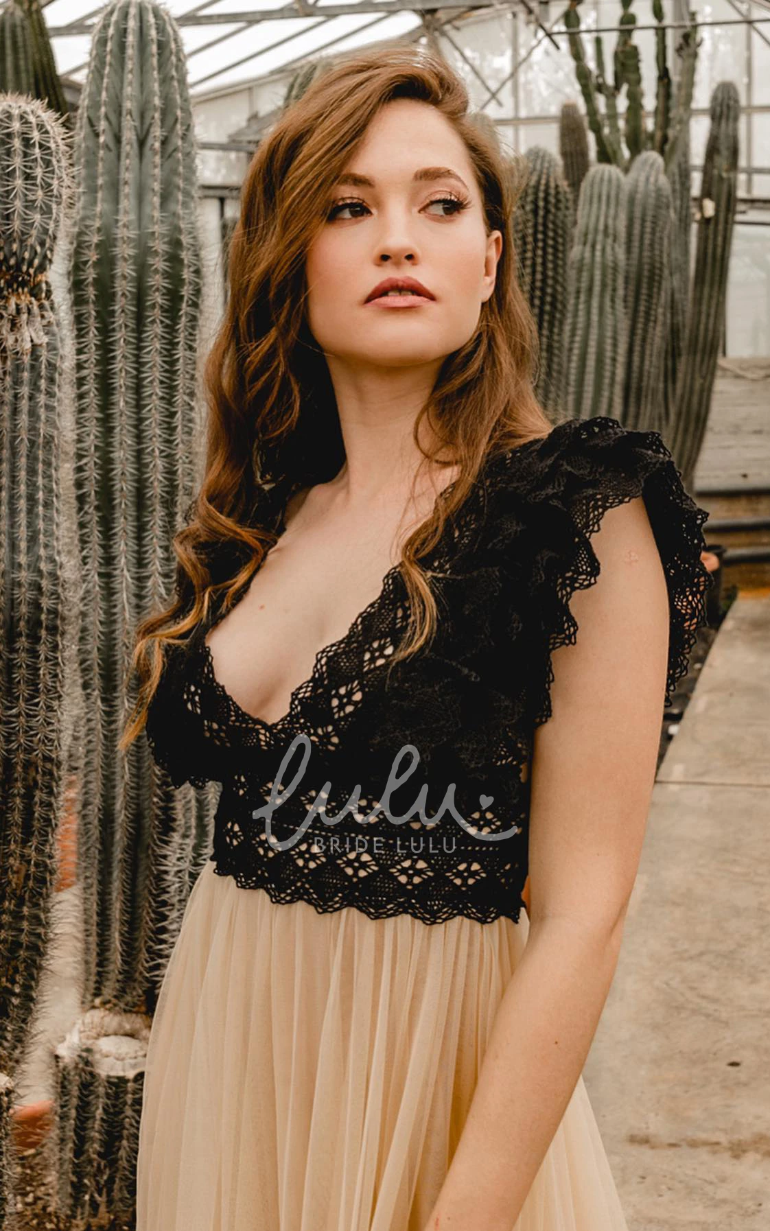 Bohemian Scalloped Neckline Tulle Sleeveless Evening Dress A-Line Beach Modern