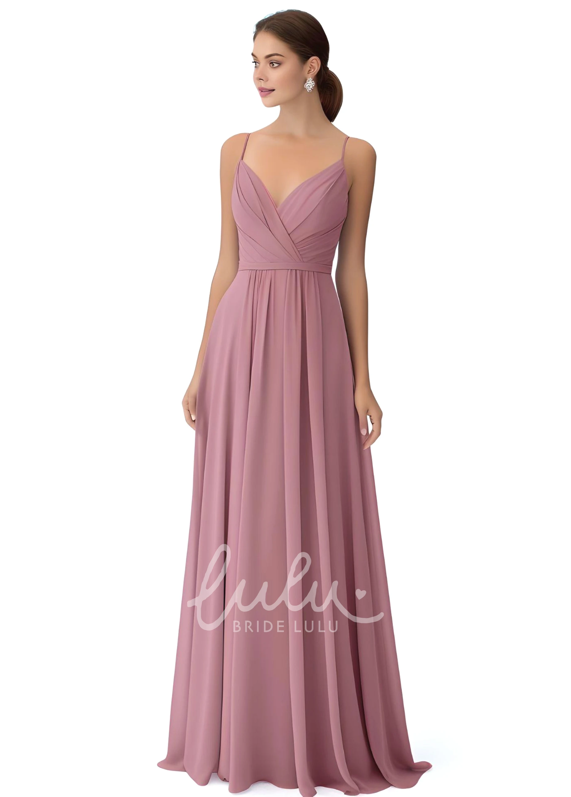V-neck A-Line Chiffon Bridesmaid Dress Bohemian and Unique