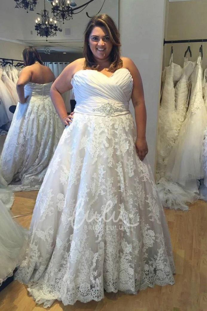 Sweetheart Lace A-Line Wedding Dress with Zipper Elegant Bridal Gown