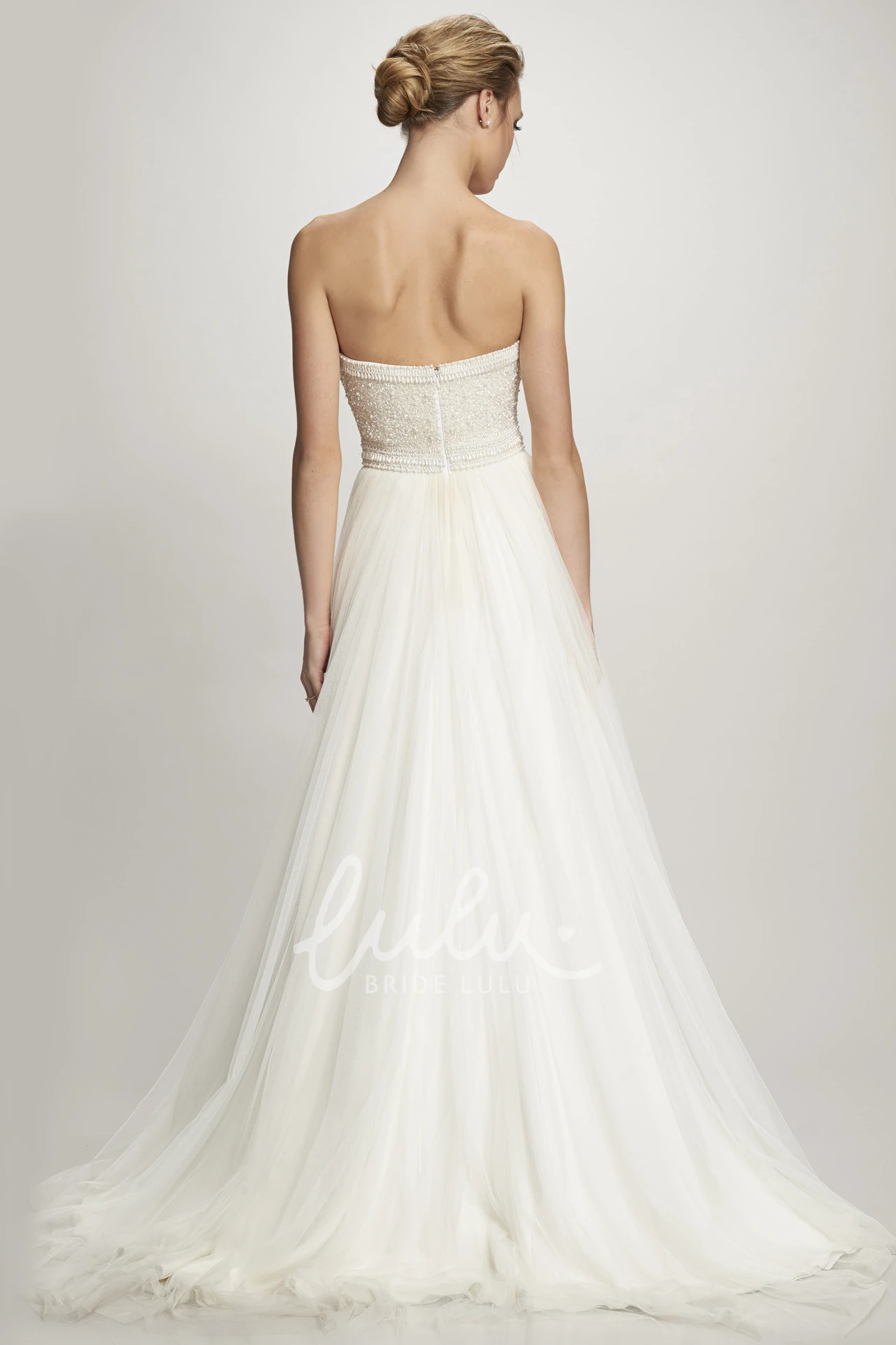 Sweetheart Tulle A-Line Wedding Dress with Beading and Zipper Elegant Bridal Gown