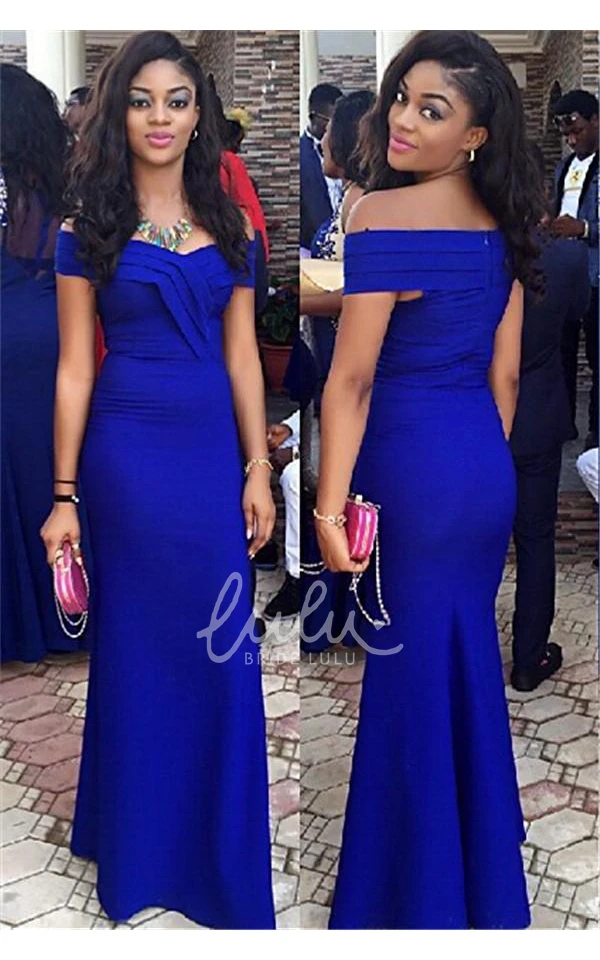 Royal Blue Mermaid Prom Dress Off Shoulder Floor Length Elegant Gown