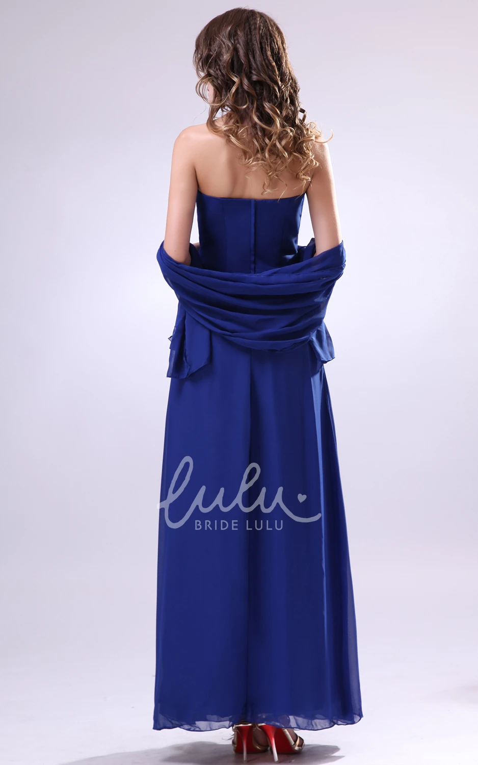 Ankle-Length Ruched Flower Dress for Bridesmaids