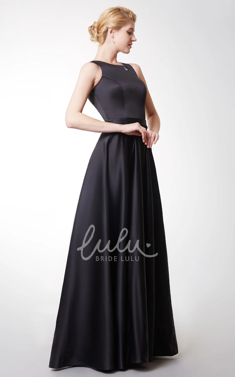 Satin Sleeveless Bridesmaid Dress with Pleats and Zipper Back Classy Bridesmaid Party Dress