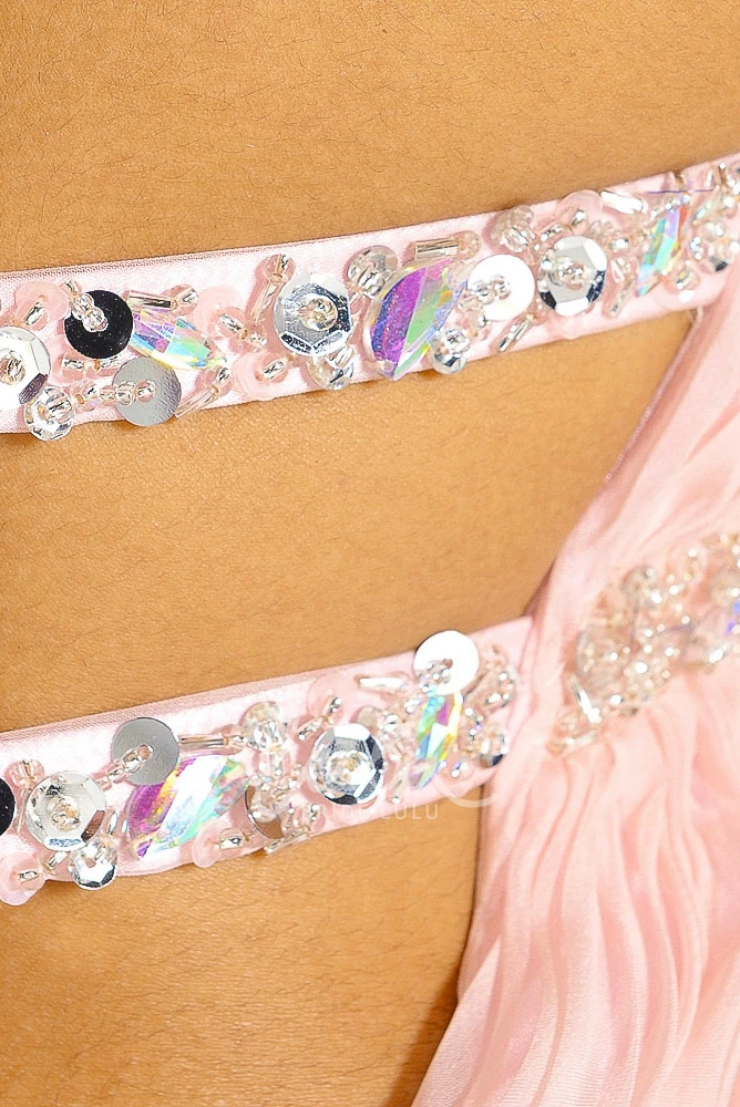 Maxi A-Line Sleeveless Sweetheart Satin Prom Dress Beaded with Straps