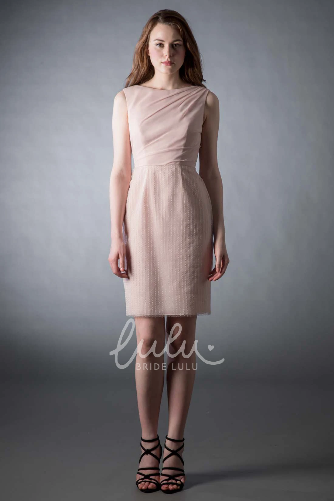 Jewel Neck Sleeveless Chiffon Bridesmaid Dress with Low-V Back Modern and Unique Dress for Bridesmaids