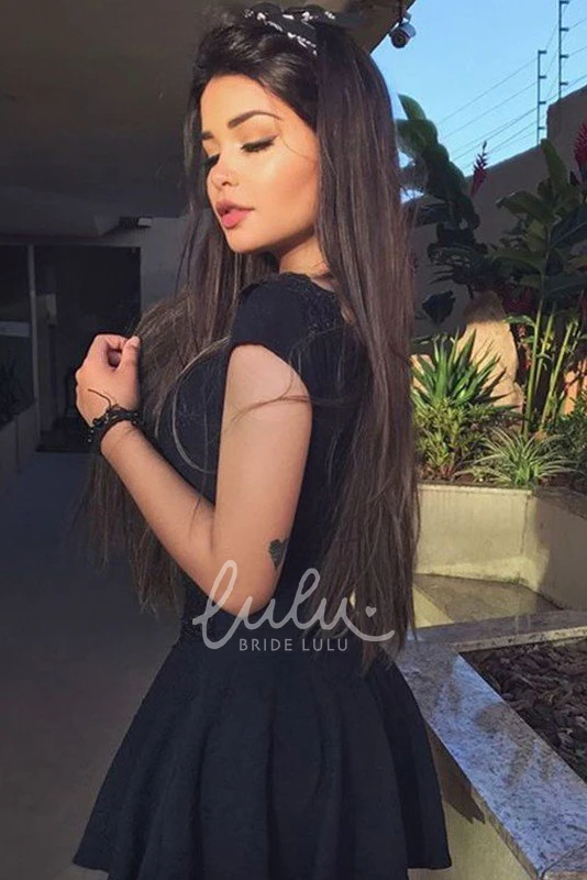 V-neck Two Piece Chiffon Applique Short Homecoming Dress