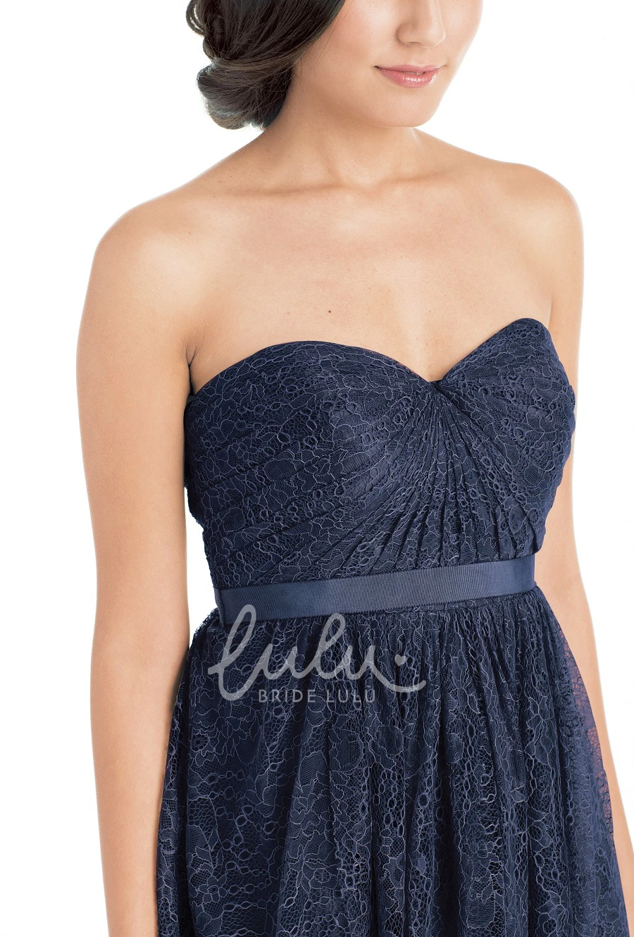 Ribboned Lace Cap Sleeve Sweetheart Short Bridesmaid Dress in Multiple Colors