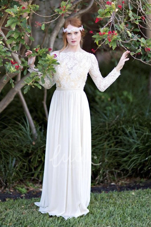 A-Line Lace Bodice Tulle Winter Wedding Dress Romantic Bridal Gown