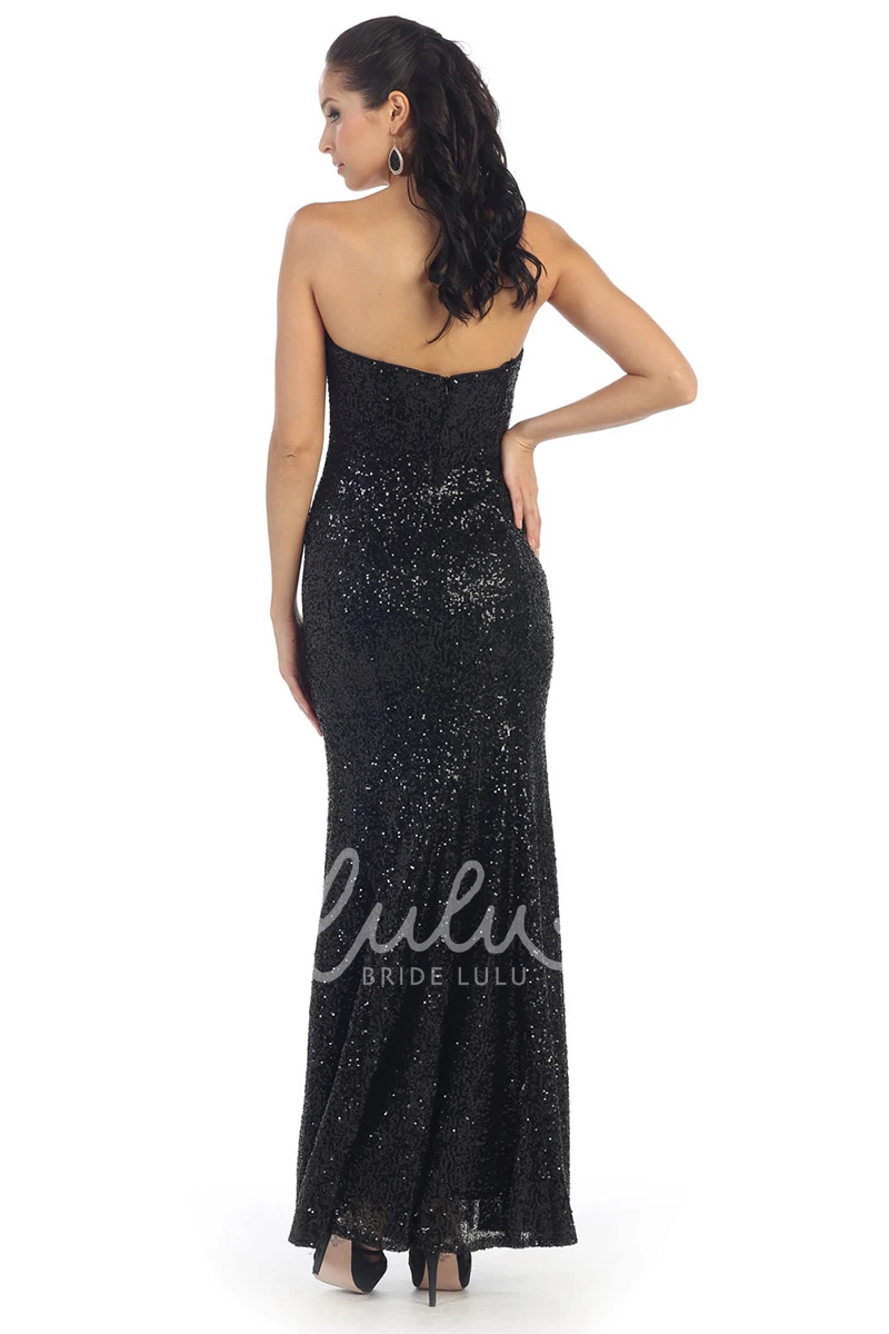 Sleeveless Sequin Bridesmaid Dress with Beading and Split Front