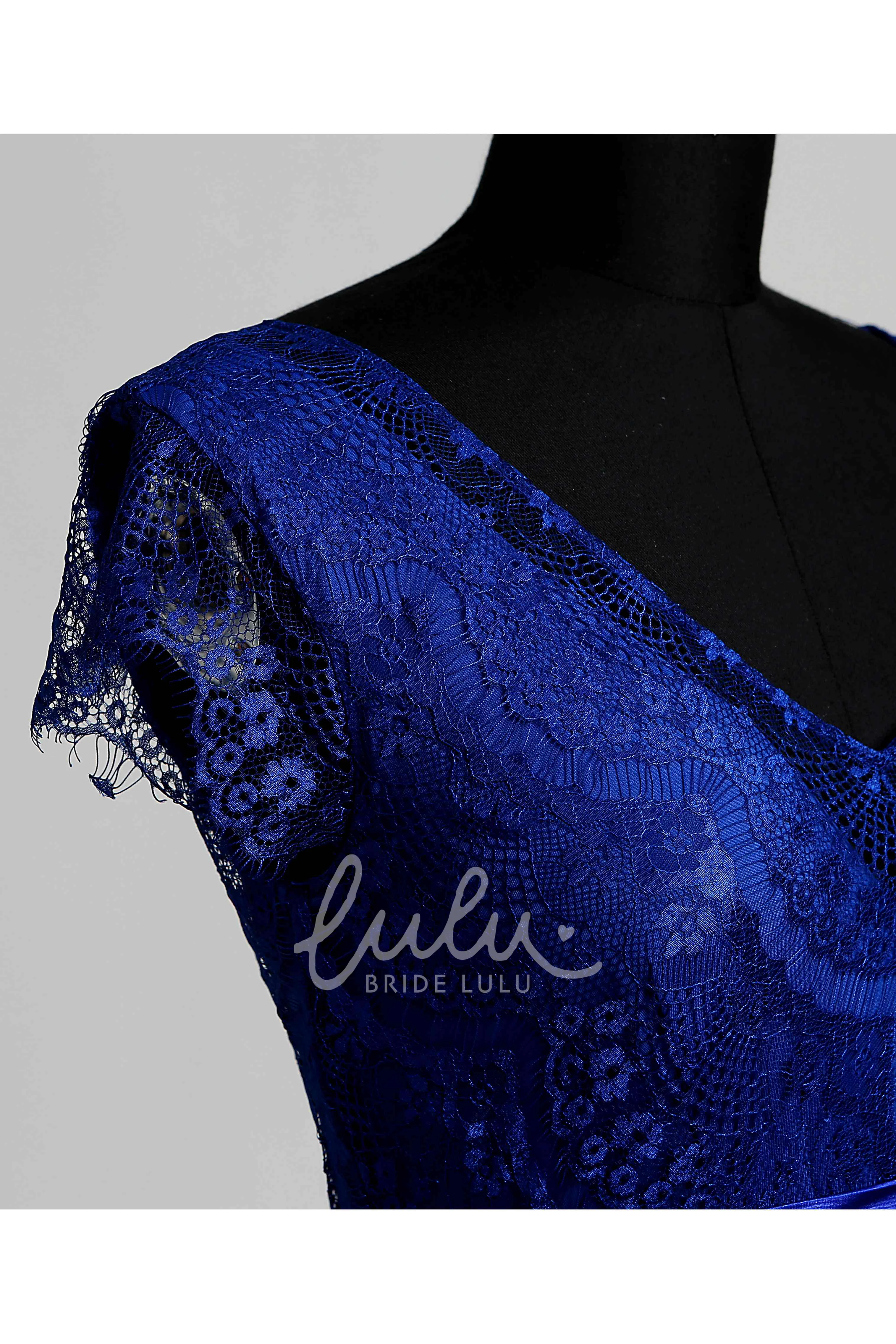 Maternity Lace A-line Dress with Cap Sleeves and V-neckline