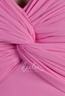 Halter Neckline Chiffon Bridesmaid Dress with Knot Ruching Top for Bridesmaids