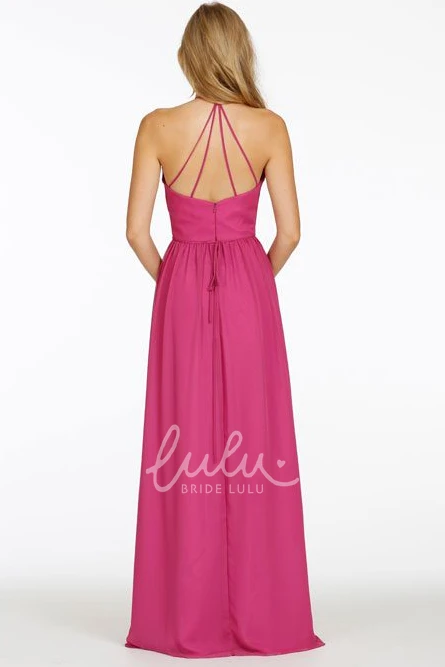 Sleeveless Maxi Chiffon Bridesmaid Dress with Straps Flowy Chiffon Bridesmaid Dress Women