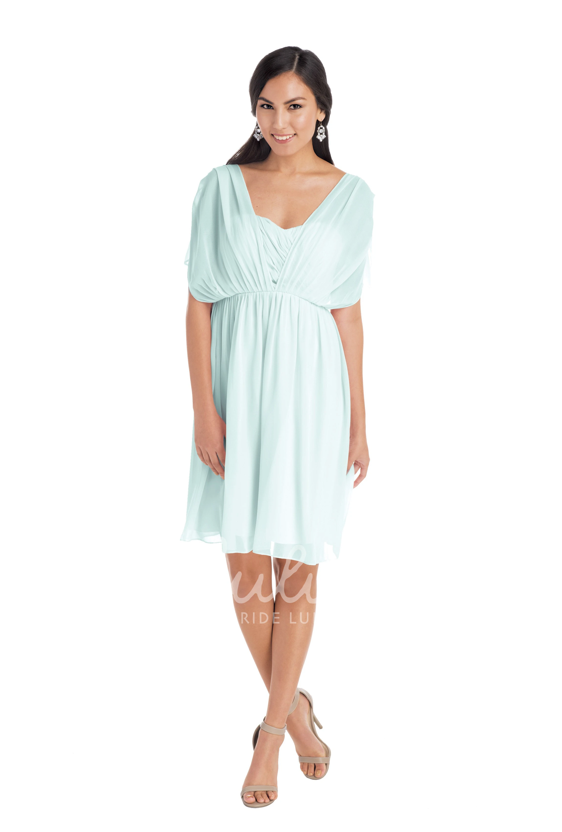 Knee-Length Sweetheart Sleeveless Chiffon Convertible Bridesmaid Dress Criss-Cross Muti-Color