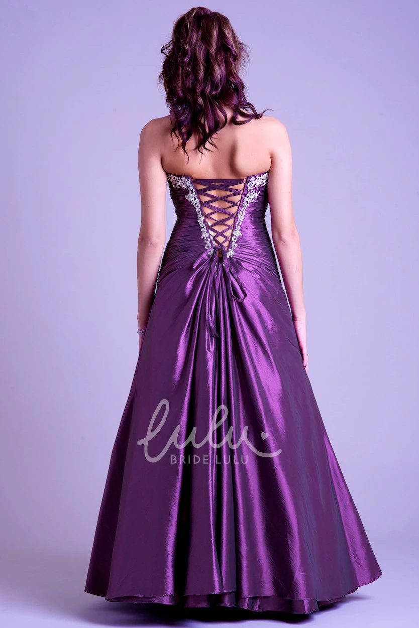 Sweetheart Satin Prom Dress A-Line & Maxi with Ruching Beading and Draping