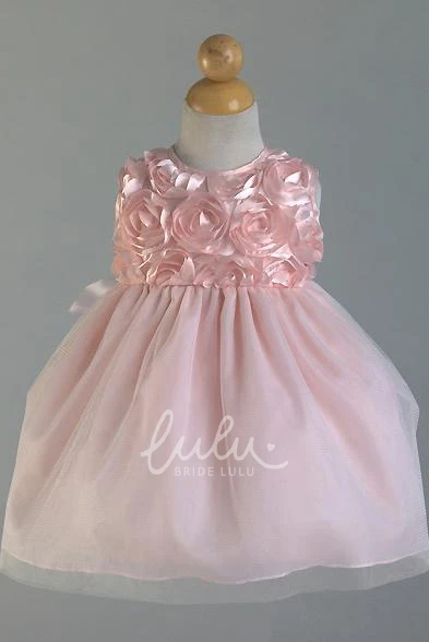 Tiered Tulle&Organza Flower Girl Dress Tea-Length Flowy Unique