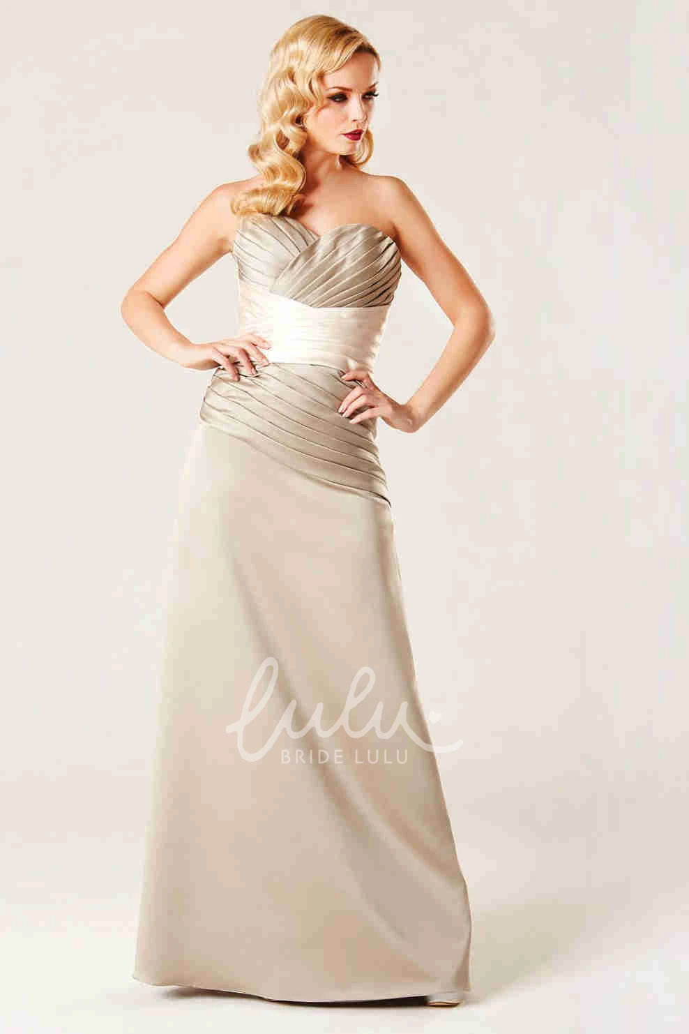 Satin Bridesmaid Dress with Lace-Up Sweetheart Sleeveless