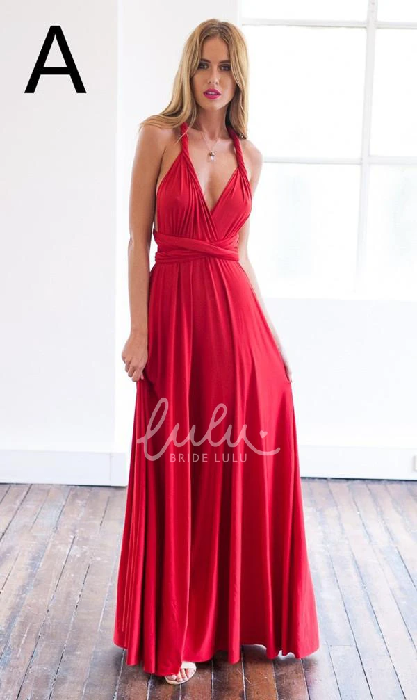 Red A-Line Prom Dress Sleeveless and Floor-Length