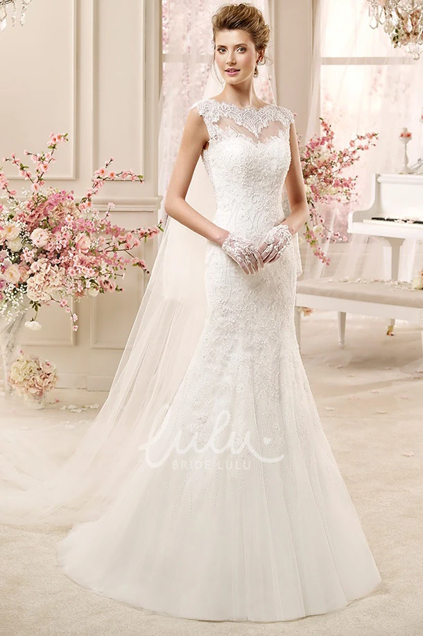 Backless Illusive Design Mermaid Wedding Dress with Scalloped Neckline