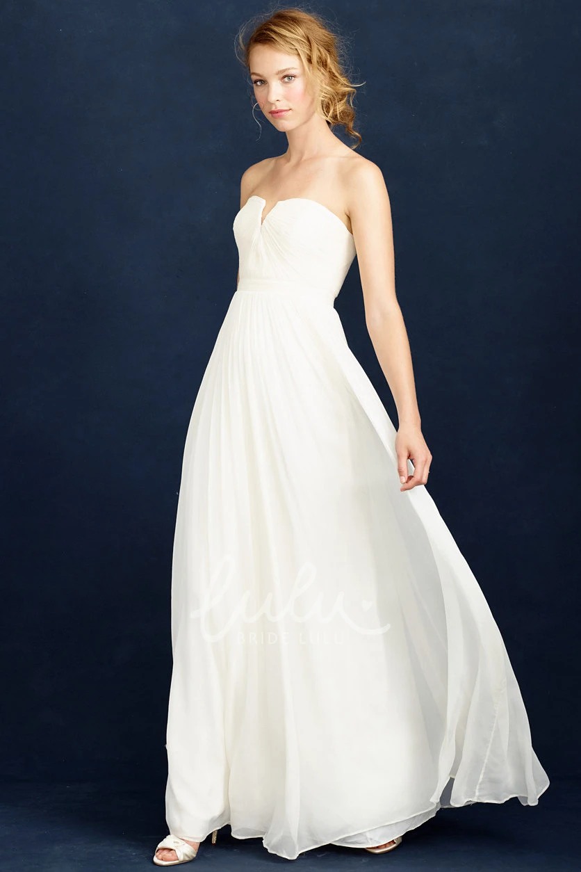 A-Line Empire Ruched Notched Long Wedding Dress Timeless Bridal Gown