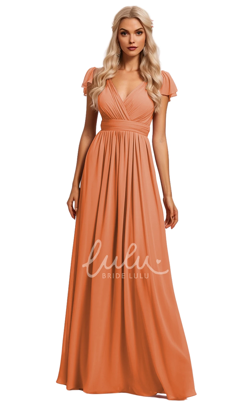 Bohemian A-Line Chiffon Bridesmaid Dress with V-neck and Deep-V Back 2025 Unique