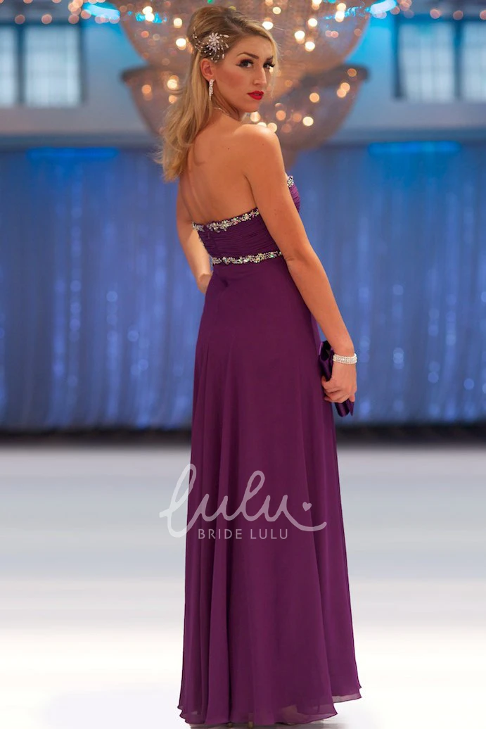 Sweetheart Chiffon Prom Dress with Beading Flowy Floor-Length Dress for Prom