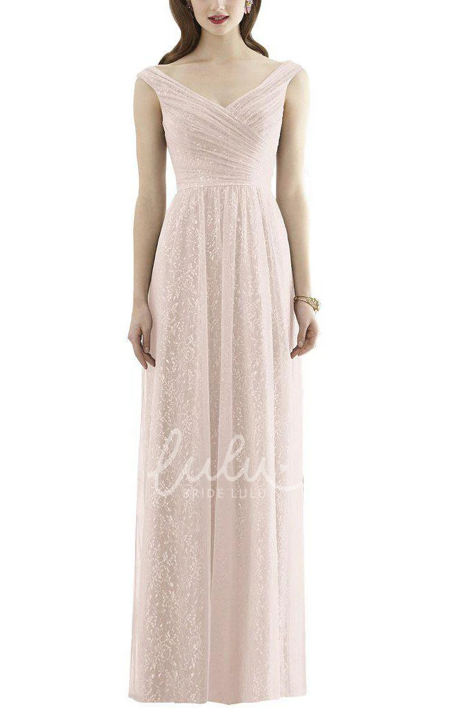 Sequin Ruched V-neck Tulle Bridesmaid Dress