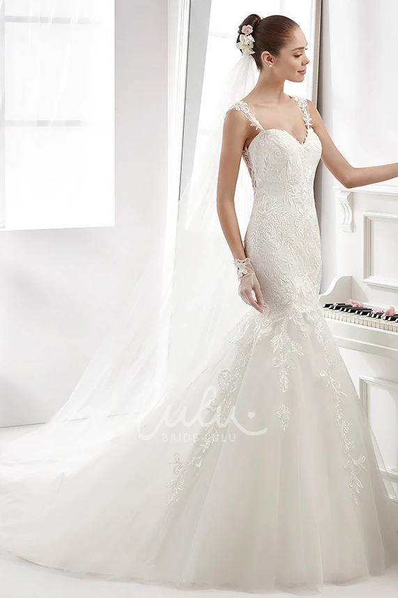 Mermaid Wedding Dress with Sweetheart Neckline and Illusive Lace Straps