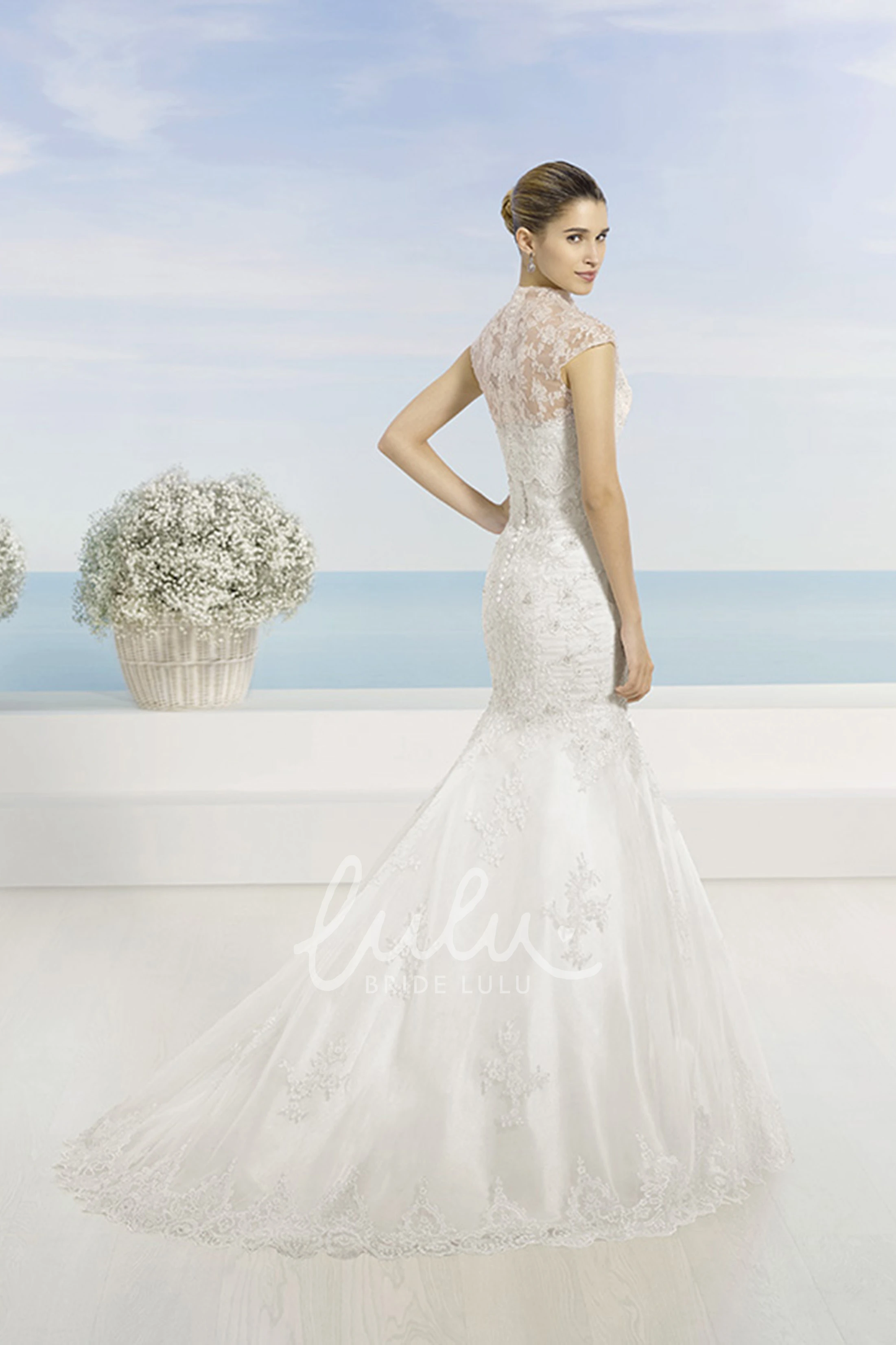 Mermaid Lace Wedding Dress with Strapless Neckline and Illusion Modern Bridal Gown