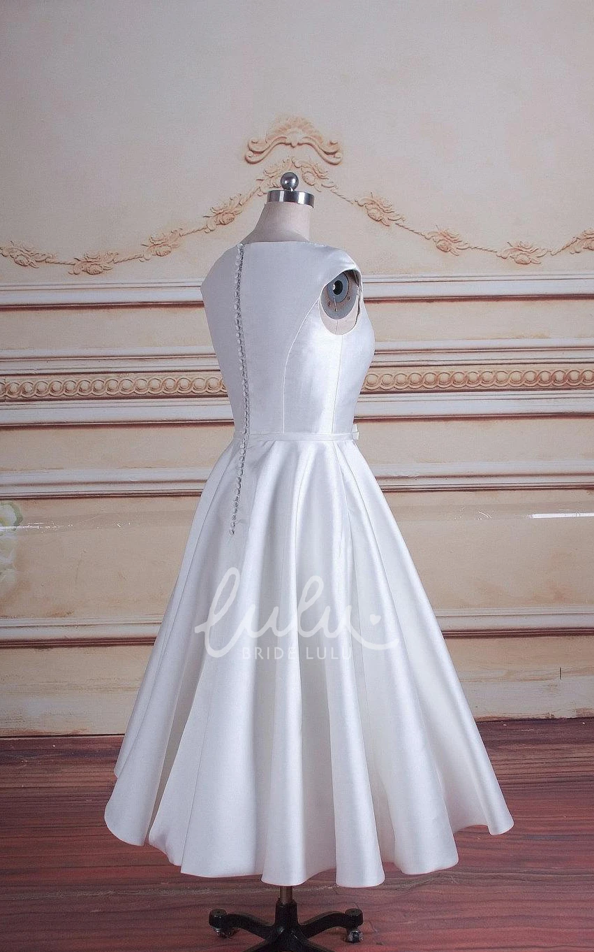 Short Satin A-Line Spring Wedding Dress Chic Simple Modern