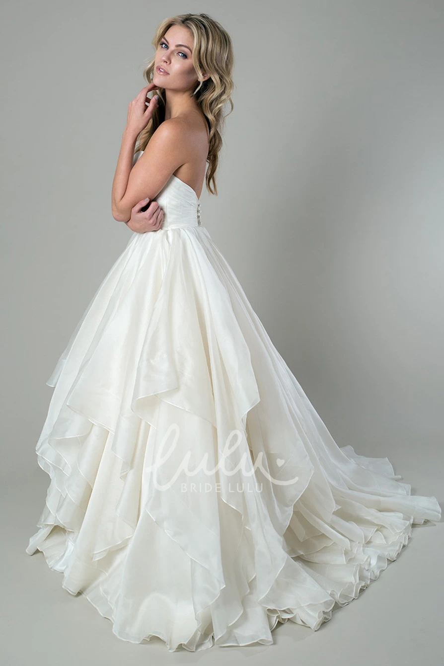 Draped Organza Wedding Dress A-Line Sweetheart Floor-Length Dress Modern