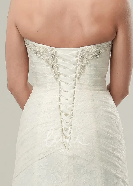 Beaded Lace A-Line Wedding Dress with Side Draping and Appliques