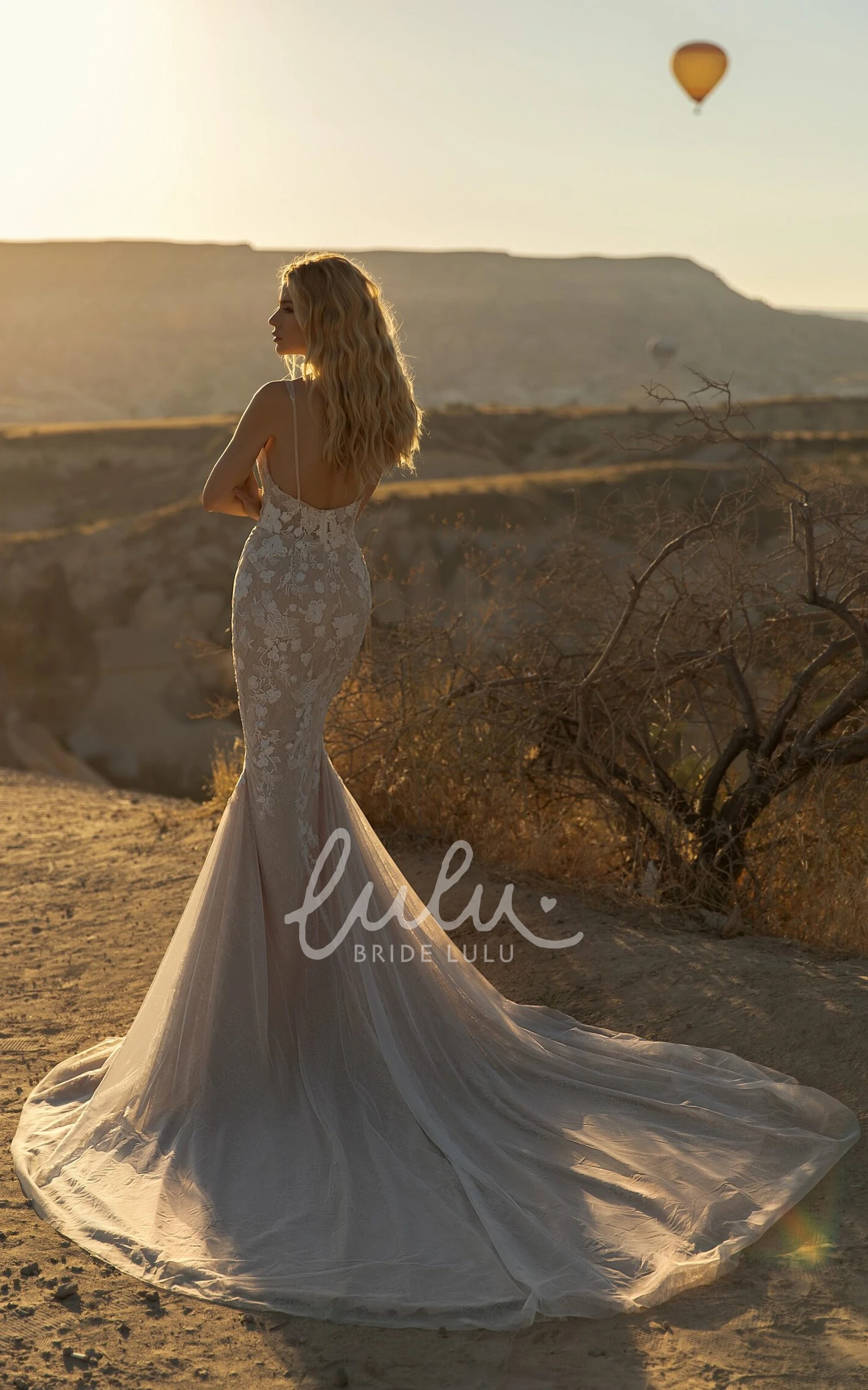 Modest Mermaid V-neck Spaghetti Tulle Wedding Dress with Ruching Sweep Train