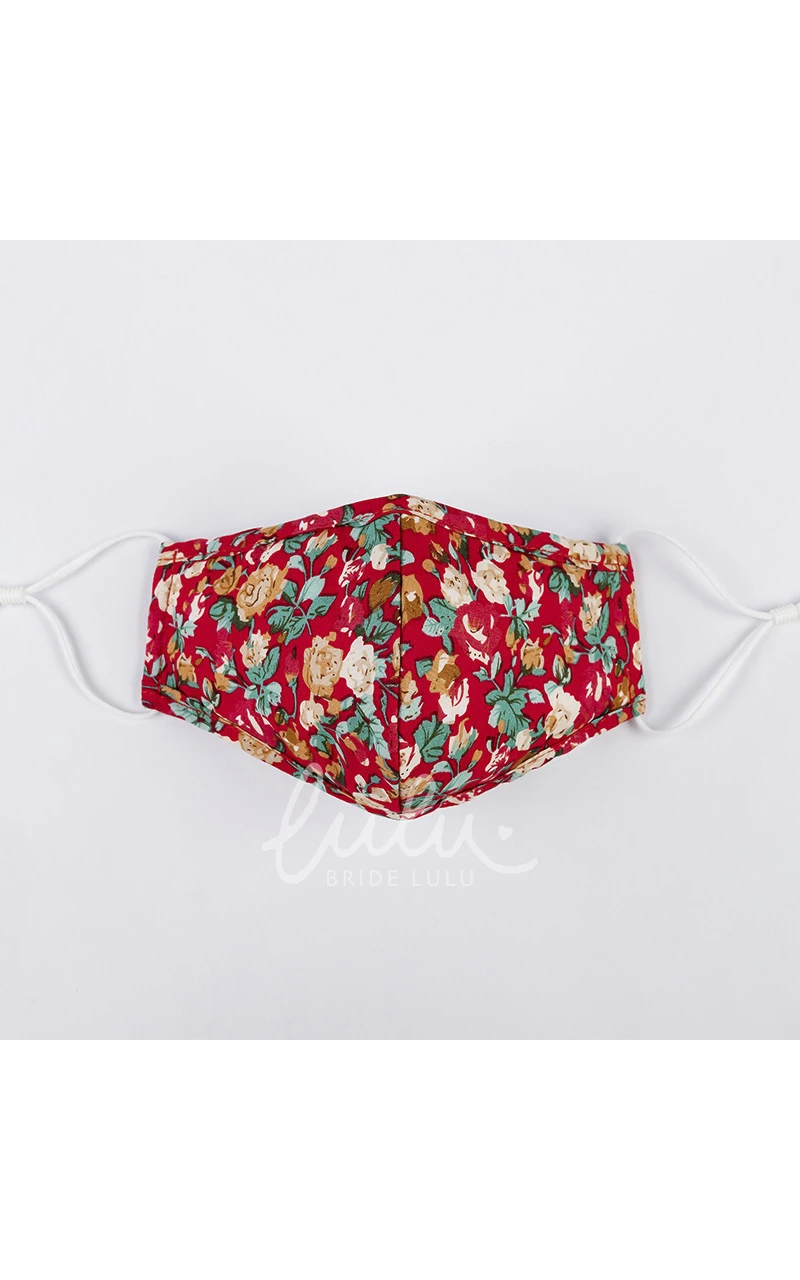 Non-medicial Cute Floral Patterned Cotton Washable Face Mask In 4 Colors