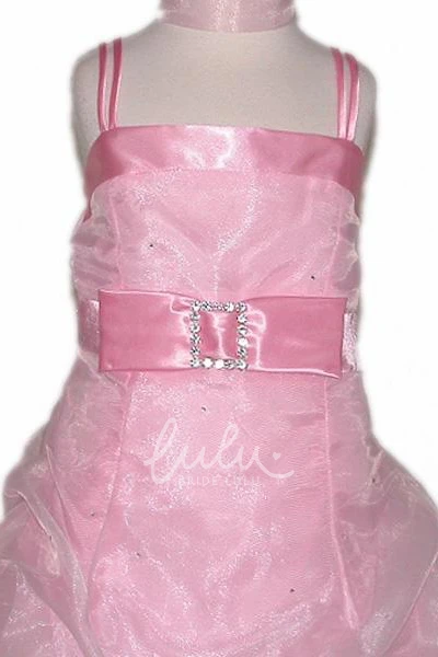 Beaded Floral Organza Flower Girl Dress with Cape Elegant Wedding Dress