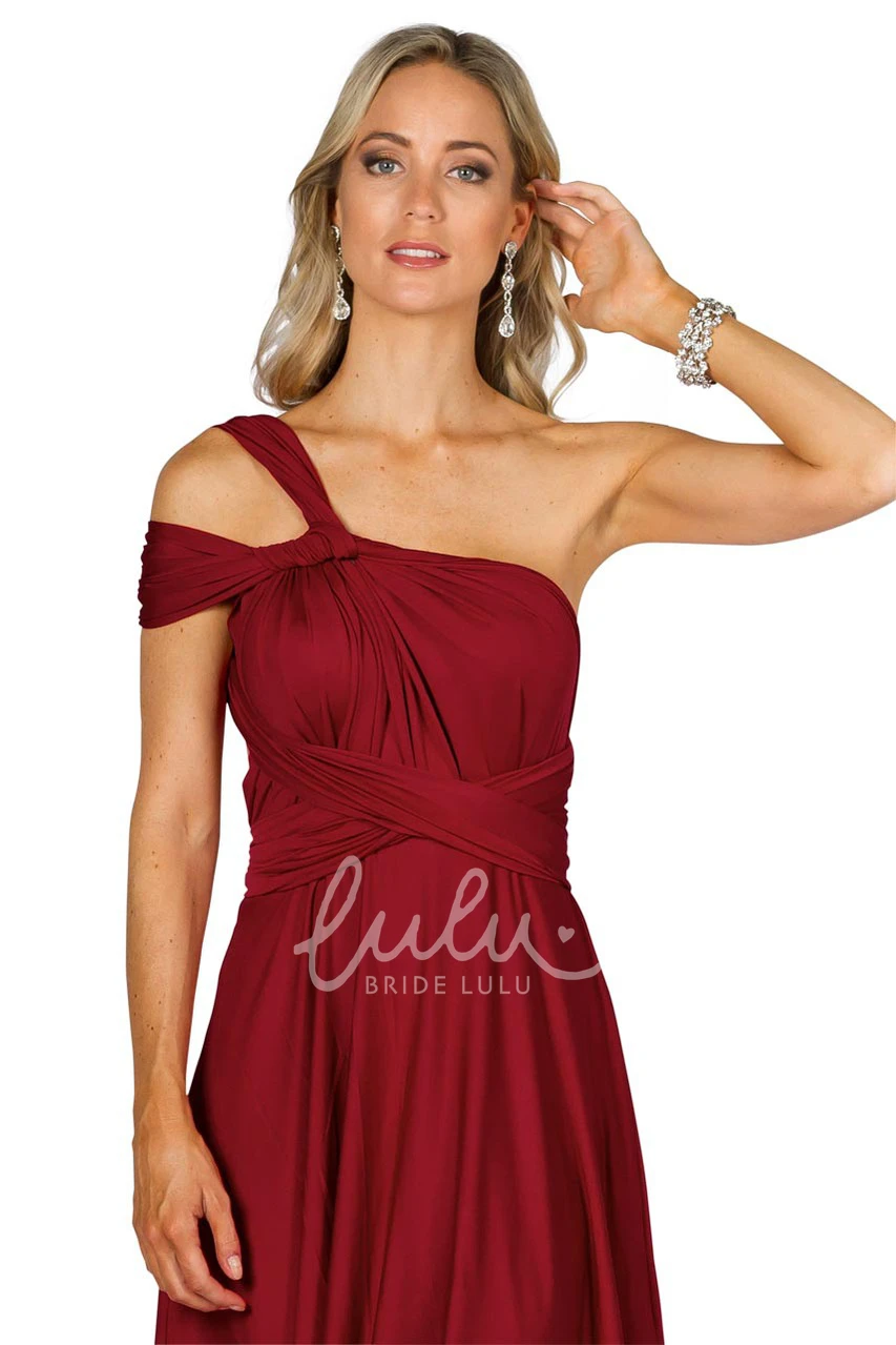 Halter Sleeveless Chiffon Bridesmaid Dress with Ruching Modern Convertible Style