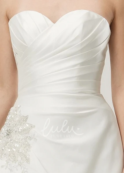 Sweetheart Satin Wedding Dress with Beading and Corset Back Floor-Length