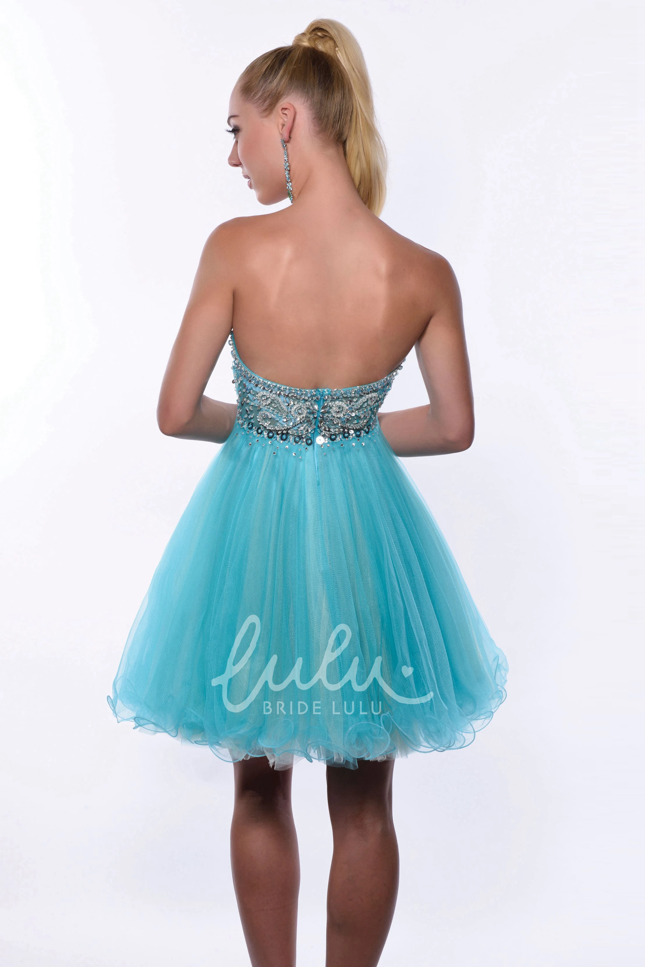 Beaded Tulle Sweetheart Homecoming Dress with Corset Skirt Short Formal Dress
