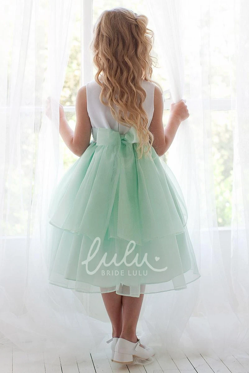 Tea-Length Tulle Sequin Embroidered Flower Girl Dress