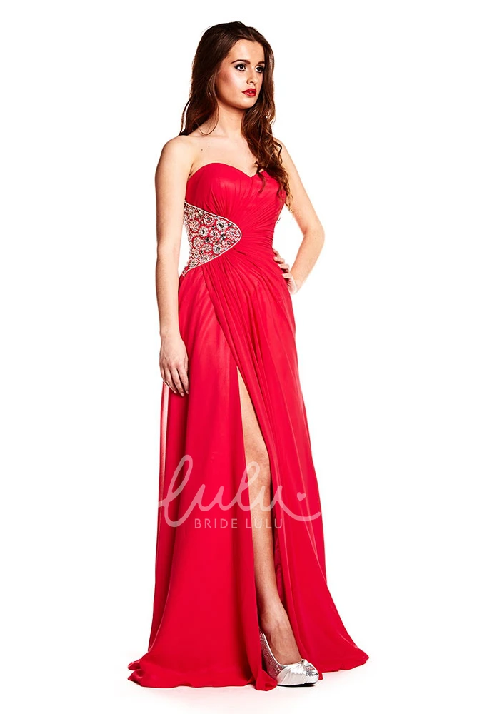 Sweetheart A-Line Chiffon Prom Dress Sleeveless Long Split-Front