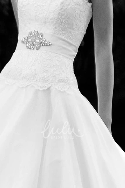 Chiffon Appliqued Wedding Dress with Bow Strapless Long