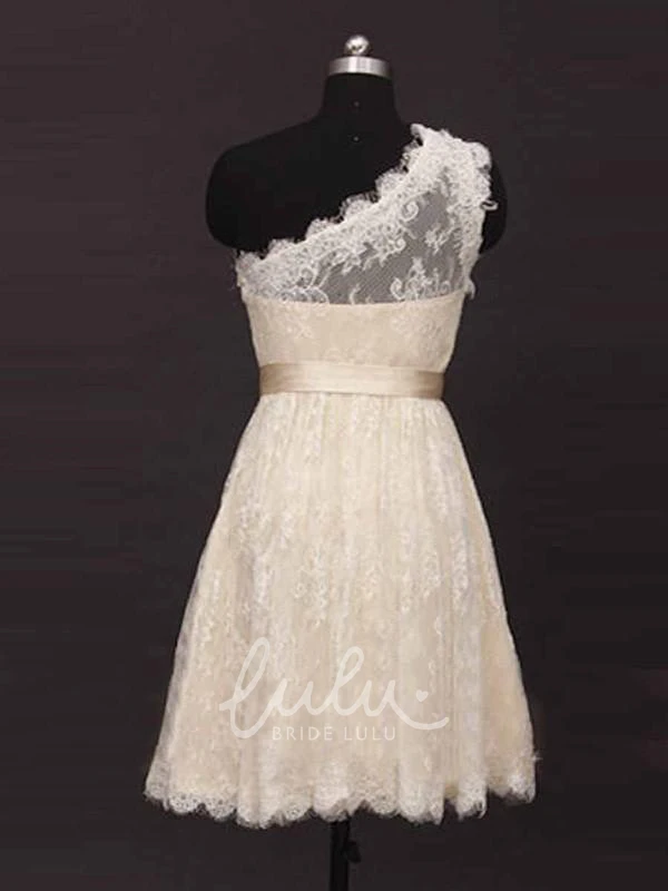 Sleeveless Lace One-Shoulder Bridesmaid Dress in A-Line Style